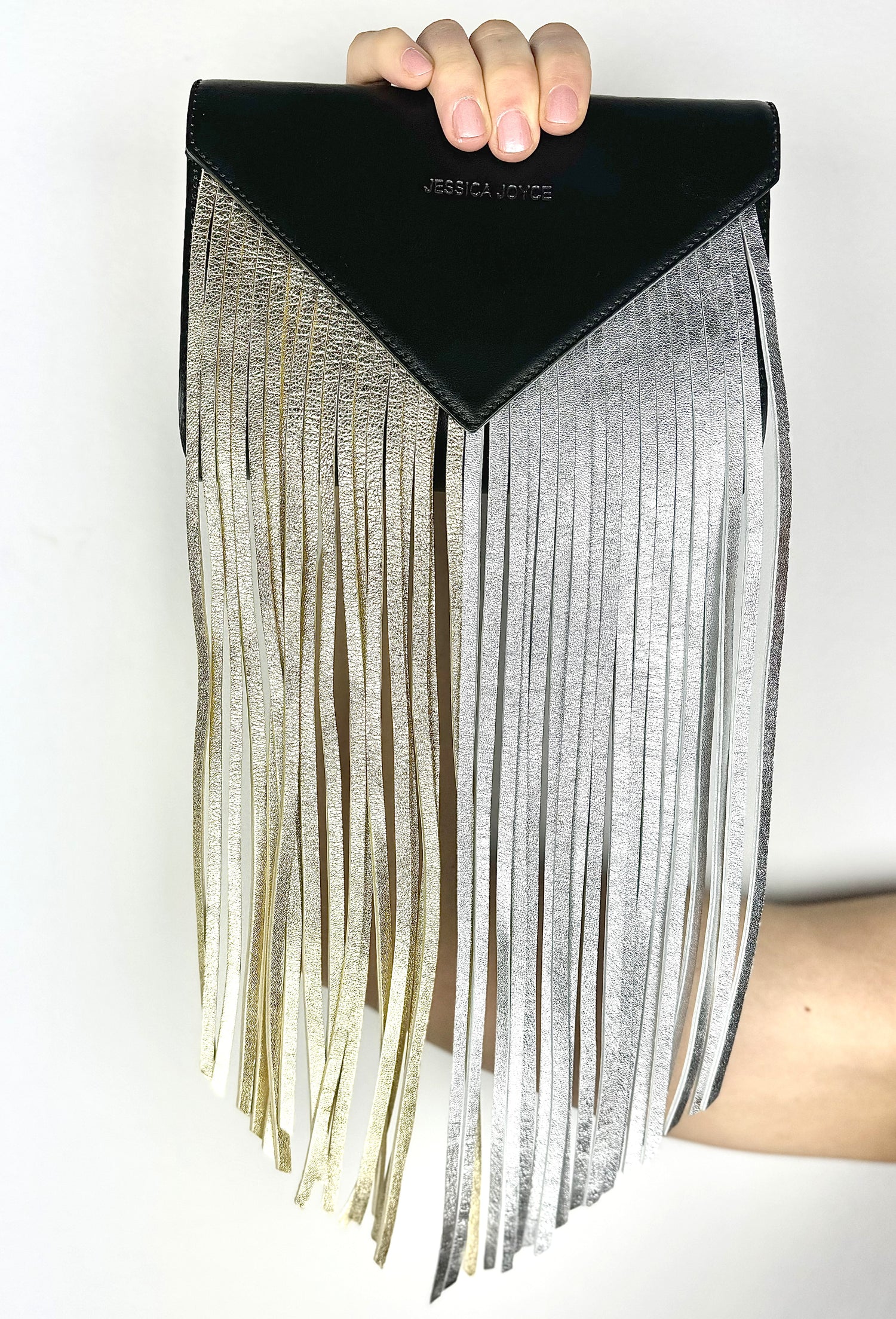Fringe clutch Jesisca Joyce gold silver