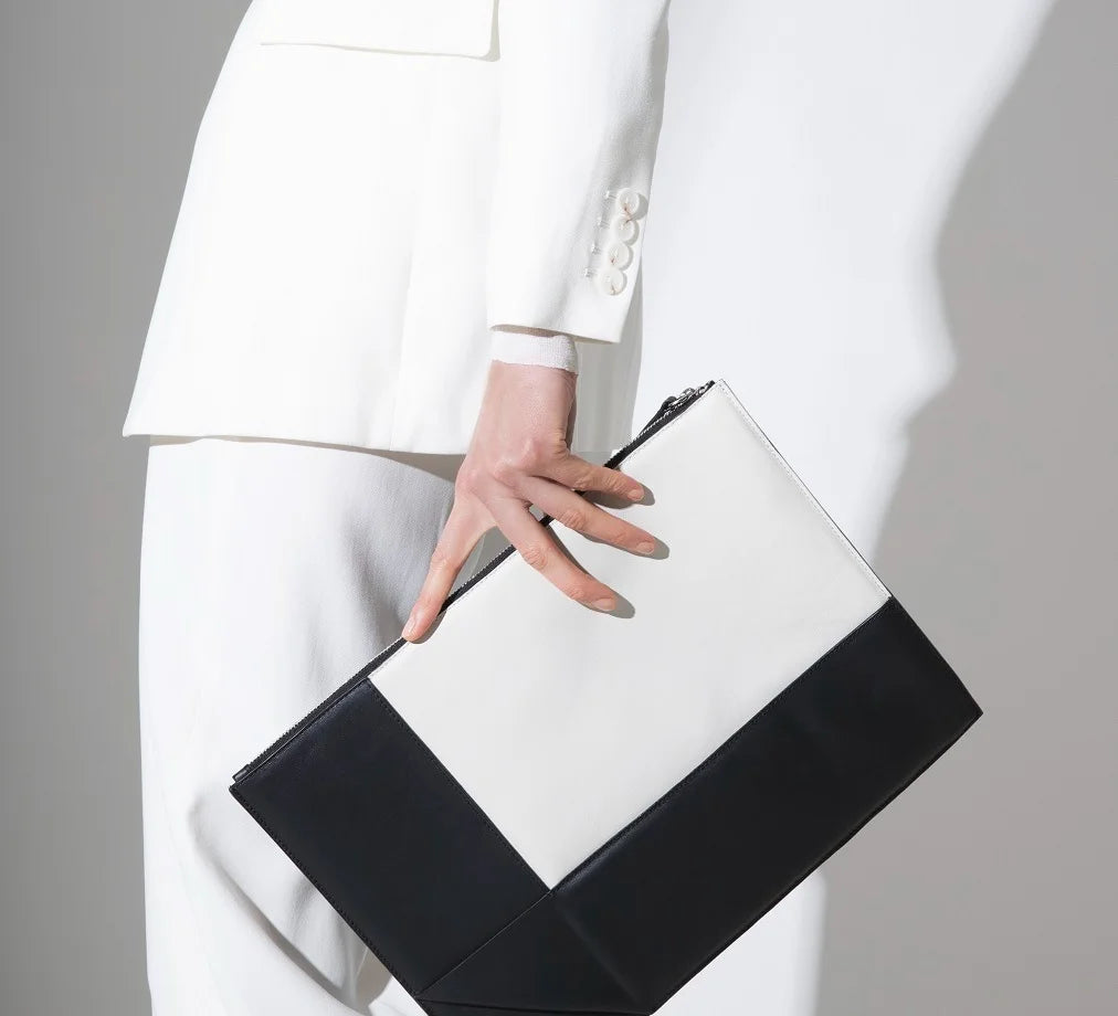 Jessica Joyce handbags black and white leather notebook